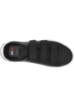 Tenis Negro De Cuero Con Cierre De Velcro Tommy Hilfiger