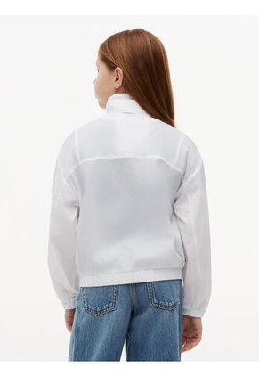 Chaqueta Blanca De Cuello Alto Con Logo Tommy Hilfiger