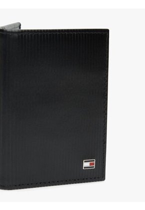Billetera Negra De Cuero Con Monedero Y Logo Tommy Hilfiger