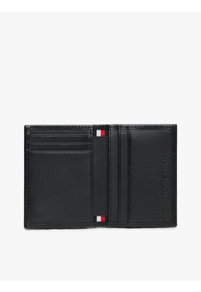 Billetera Negra De Cuero Con Monedero Y Logo Tommy Hilfiger