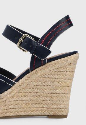 Sandalia Tacón Corrido Azul-Beige-Rojo Tommy Hilfiger Shiny Touches