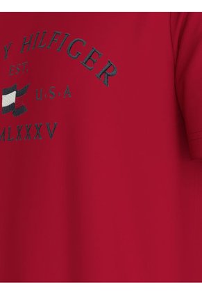 Camiseta Roja Con Logo Bordado Tommy Hilfiger