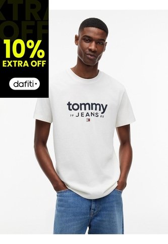 Camiseta Blanca De Corte Slim Con Logo Estampado Gráfico Tommy Jeans Tommy Hilfiger