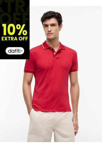 Polo Rojo De Corte Slim Con Logo Tommy Hilfiger Tommy Hilfiger