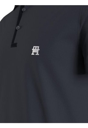 Polo Azul De Interlock Con Monograma TH Bordado Tommy Hilfiger