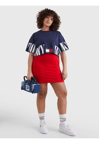 Camiseta Oversize De Corte Cropped Con Logo Mujer Azul Tommy Jeans Tommy Hilfiger