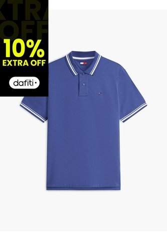 Polo Azul De Corte Regular Ribeteado Con Logo Tommy Jeans Tommy Hilfiger