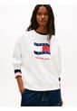 Buzo Blanco Holgado De Felpa Con Logo Ondulante Tommy Jeans de Tommy Hilfiger