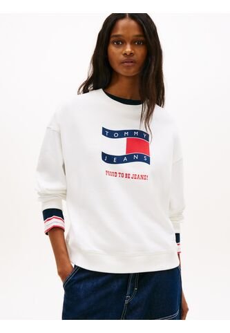 Buzo Blanco Holgado De Felpa Con Logo Ondulante Tommy Jeans Tommy Hilfiger