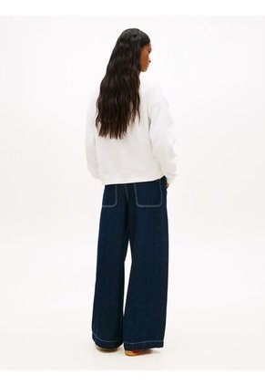 Buzo Blanco Holgado De Felpa Con Logo Ondulante Tommy Jeans