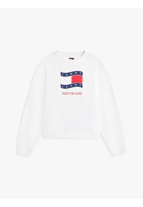 Buzo Blanco Holgado De Felpa Con Logo Ondulante Tommy Jeans
