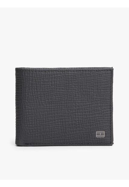 Billetera Gris De Cuero Con Inscripción Tommy Hilfiger