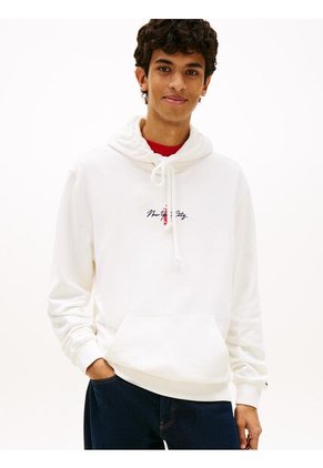 Hoodie Blanco Con Capota Signature De Felpa Tommy Jeans