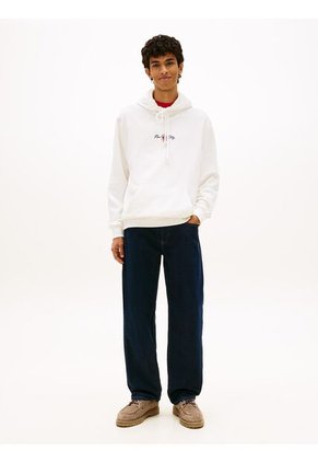 Hoodie Blanco Con Capota Signature De Felpa Tommy Jeans