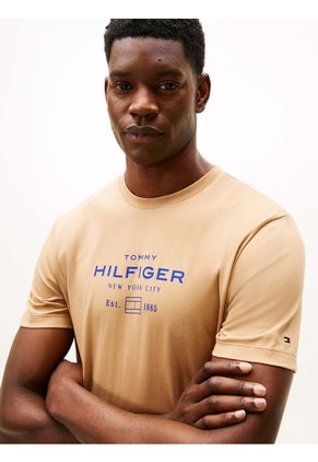 Camiseta Marrón De Cuello Redondo Con Logo Tommy Hilfiger
