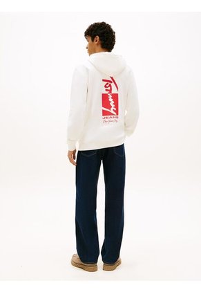 Hoodie Blanco Con Capota Signature De Felpa Tommy Jeans