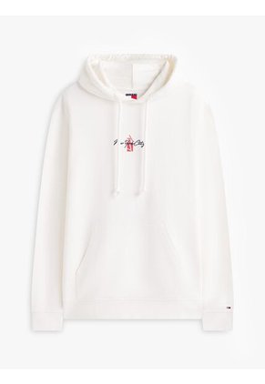 Hoodie Blanco Con Capota Signature De Felpa Tommy Jeans