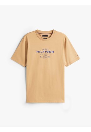 Camiseta Marrón De Cuello Redondo Con Logo Tommy Hilfiger