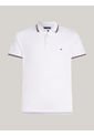 Polo Blanco De Corte Slim Con Ribetes Tommy Hilfiger de Tommy Hilfiger