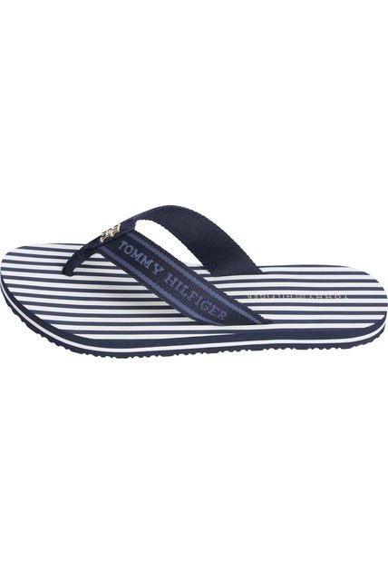 Sandalias Azul De Tejido Trenzado Con Logo Y Rayas Tommy Hilfiger