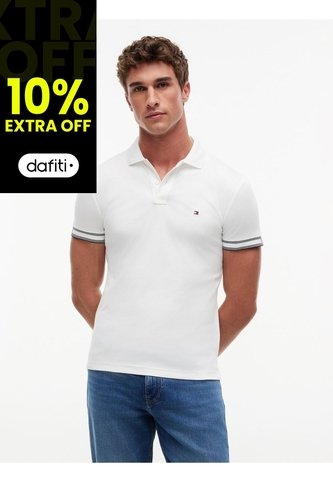 Polo Blanco En Algodón Fluido De Corte Slim Tommy Hilfiger Tommy Hilfiger