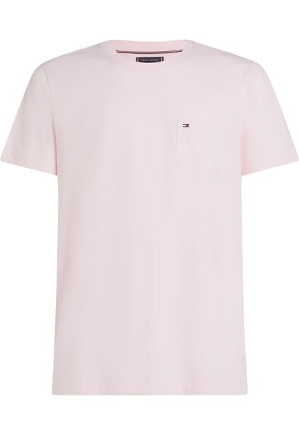Camiseta Rosa De Cuello Redondo Con Bolsillo Tommy Hilfiger