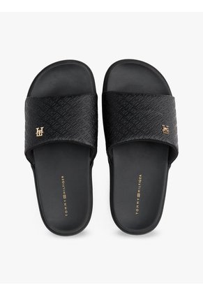 Sandalias Negro De Plataforma Con Monogramas TH Tommy Hilfiger