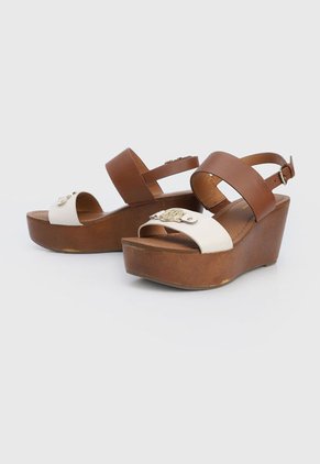Sandalia Tacón Corrido Café-Blanco Tommy Hilfiger Winnye