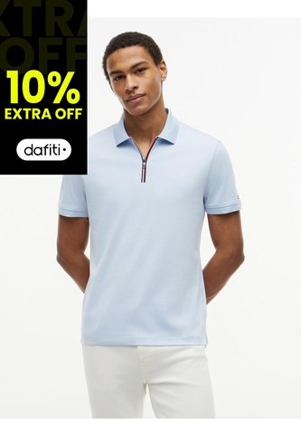 Polo Celeste En Algodón Fluido De Corte Regular Tommy Hilfiger Tommy Hilfiger