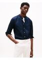 Camisa Azul De Popelín Con Cuello Mao Regular Fit Tommy Hilfiger de Tommy Hilfiger