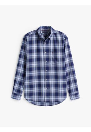Camisa Azul Oscuro Regular De Sarga Con Cuadros Tommy Hilfiger