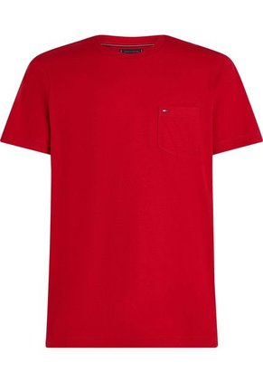 Camiseta Roja De Cuello Redondo Con Bolsillo Tommy Hilfiger