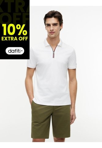 Polo Blanco En Algodón Fluido De Corte Regular Tommy Hilfiger Tommy Hilfiger