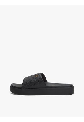 Sandalias Negro De Plataforma Con Monogramas TH Tommy Hilfiger