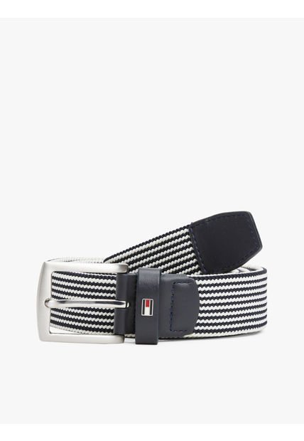 Cinturón Azul Texturizado Con Hebilla Cuadrada Tommy Hilfiger