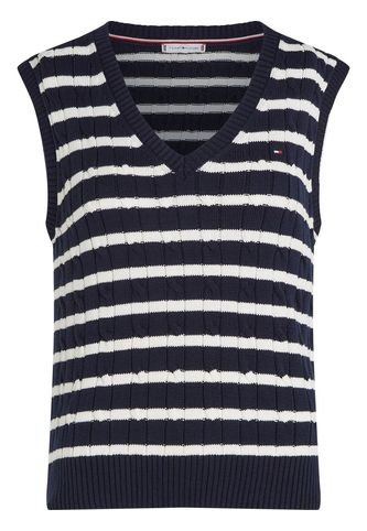 Chaleco Azul Oscuro De Punto De Algodón De Rayas Tommy Hilfiger Tommy Hilfiger