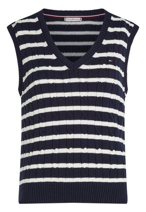 Chaleco Azul Oscuro De Punto De Algodón De Rayas Tommy Hilfiger