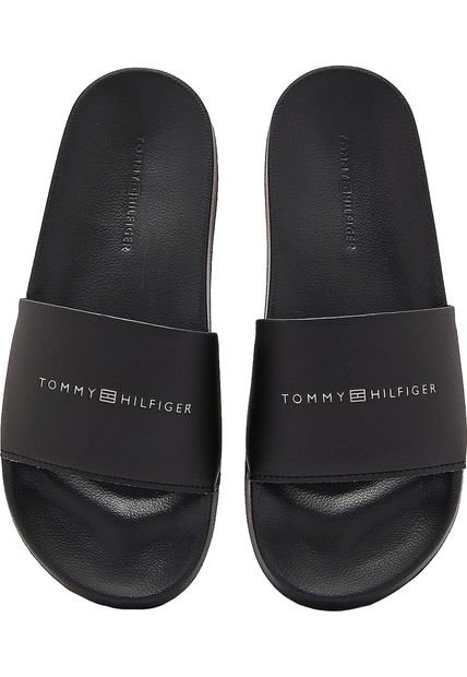 Chancleta Para Piscina Con Monograma Th Mujer Negro Tommy Hilfiger