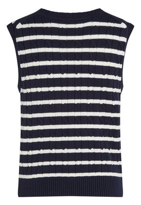 Chaleco Azul Oscuro De Punto De Algodón De Rayas Tommy Hilfiger
