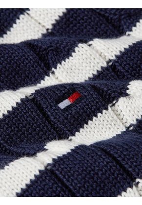 Chaleco Azul Oscuro De Punto De Algodón De Rayas Tommy Hilfiger