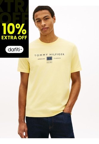Camiseta Amarilla De Punto Con Logo Tommy Hilfiger Tommy Hilfiger