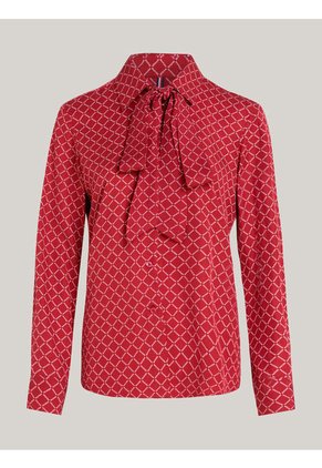 Blusa Roja De Viscosa Con Lazo En El Cuello Tommy Hilfiger
