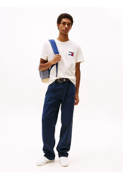 Camiseta Blanca De Corte Slim Con Logo Tommy Jeans