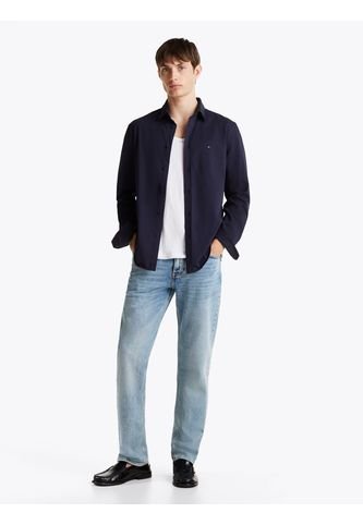 Camisa Azul Solida De Corte Slim Tommy Hilfiger Tommy Hilfiger