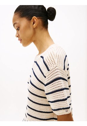 Saco De Rayas Tejido De Croché Con Punto Pointelle Tommy Hilfiger