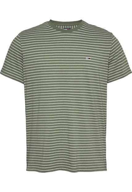 Camiseta Verde De Rayas Y Corte Slim Tommy Jeans
