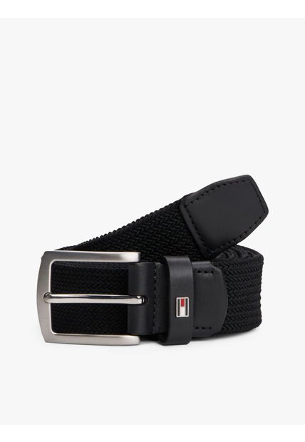 Cinturón Negro Texturizado Con Hebilla Cuadrada Tommy Hilfiger