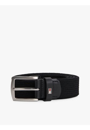 Cinturón Negro Texturizado Con Hebilla Cuadrada Tommy Hilfiger