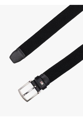 Cinturón Negro Texturizado Con Hebilla Cuadrada Tommy Hilfiger