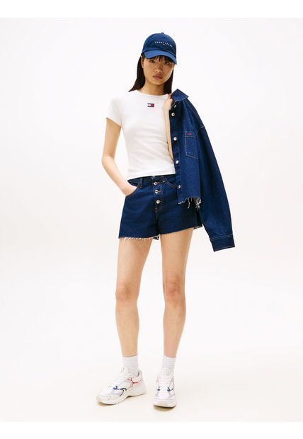 Camiseta Blanca De Corte Slim Con Parche Tommy Jeans